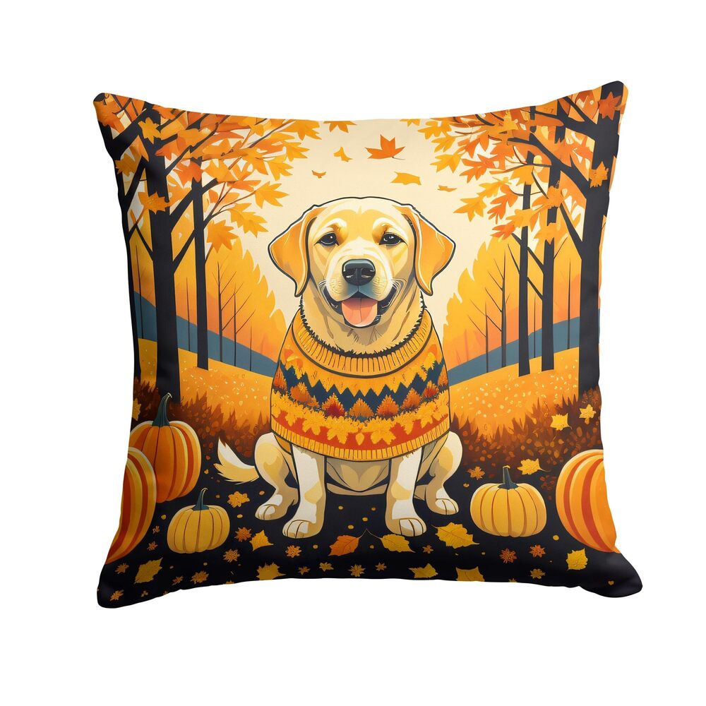 8509 DAC1056PW1414 Yellow Labrador Retriever Fall Fabric Decorative Pillow